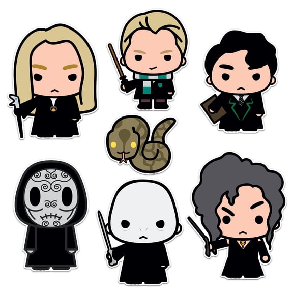 HARRY POTTER VILLAINS CHIBI Die Cut Vinyl Large Delux Sticker Variety Pack - Laptop, Water Bottle, Scrapbooking, Tablet, Skateboard, Indoor/Outdoor - Set