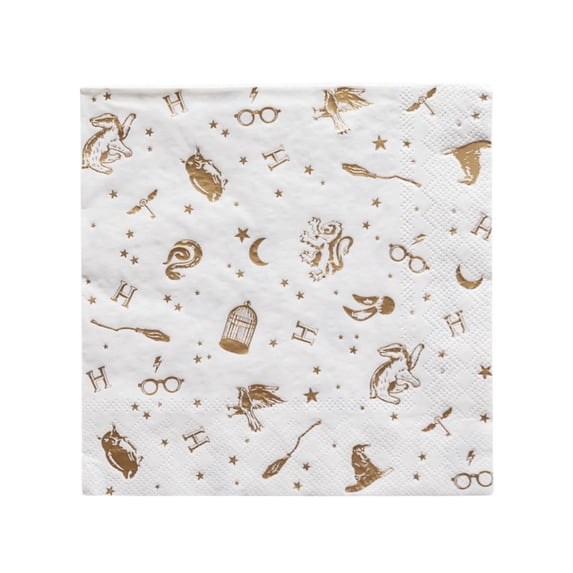 Harry Potter x Bonjour Fête Gold Wizard Icon Large Paper Napkins, Disposable Party Supplies, 20 Count, Lunch Size, Birthday Party