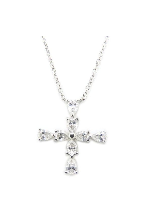 Pre-Owned HARRY WINSTON Harry Winston Pear-Shaped Mini Cross Necklace with Diamonds... (Good)