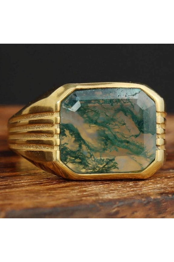 Natural Moss Agate Ring, Gemstone Ring, 925 Sterling Silver Ring, Moss Agate Men's Ring, Promise Ring, Gift For Him