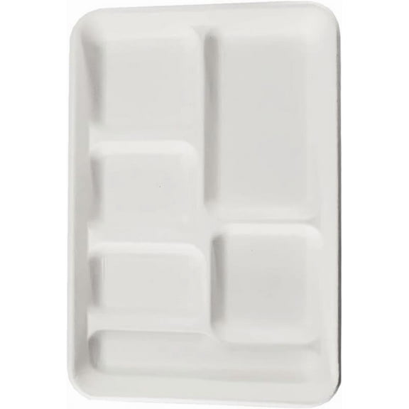 HARSHU 6 Compartment Sugarcane Eco-Friendly Disposable Plates, Biodegradable and Compostable Tableware for Parties, Events, and Catering (PLATES 25 PCS)