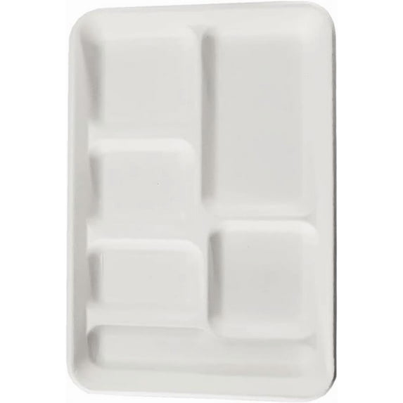 HARSHU 6 Compartment Sugarcane Eco-Friendly Disposable Plates, Biodegradable and Compostable Tableware for Parties, Events, and Catering (PLATES 25 PCS)