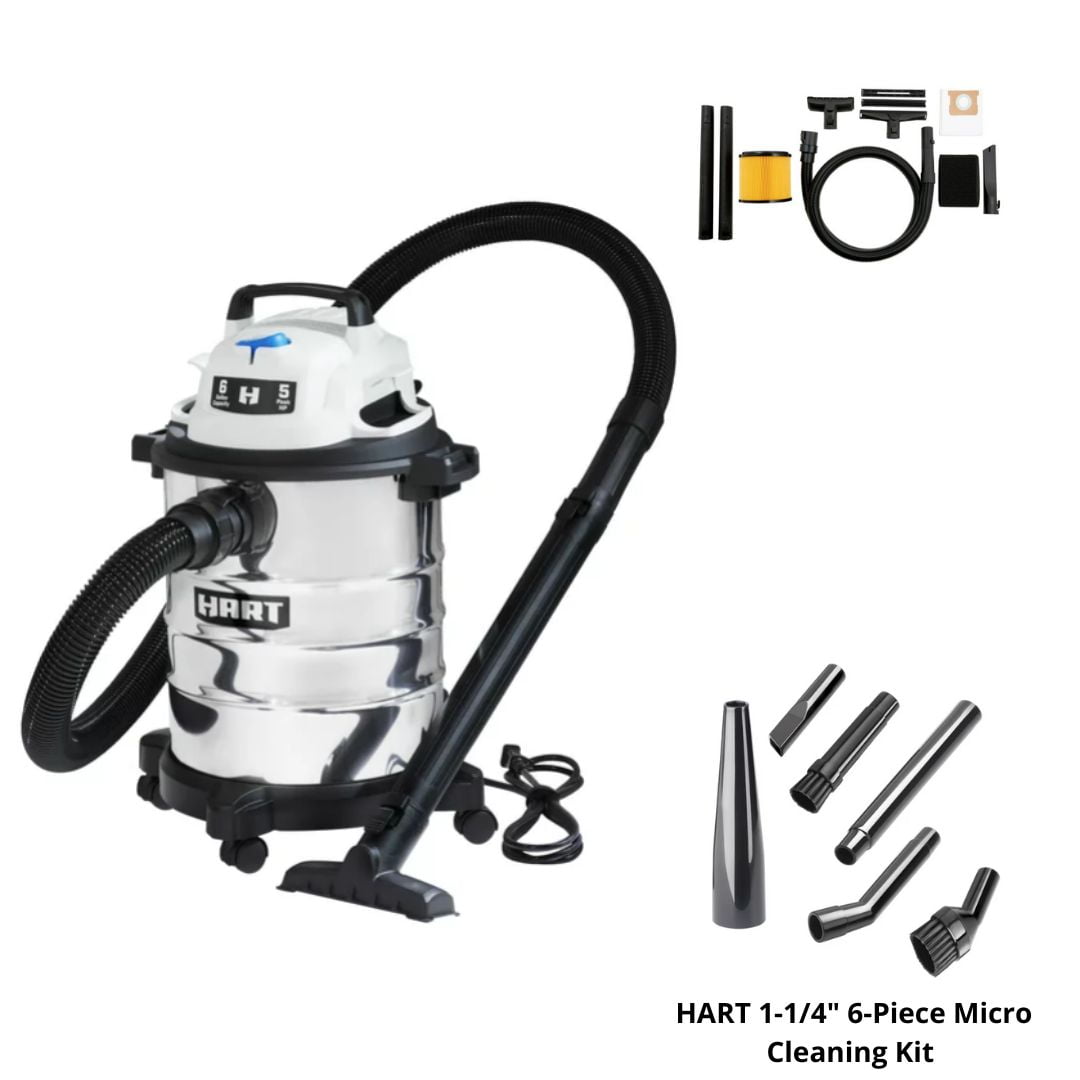 HART 10 Gallon 6 Peak HP Poly Wet/Dry Vacuum With Multi Surface Nozzle