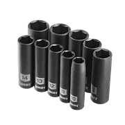 HART 10-Piece 3/8-inch Drive Metric Impact Socket Set, Chrome Vanadium Material with Storage Case