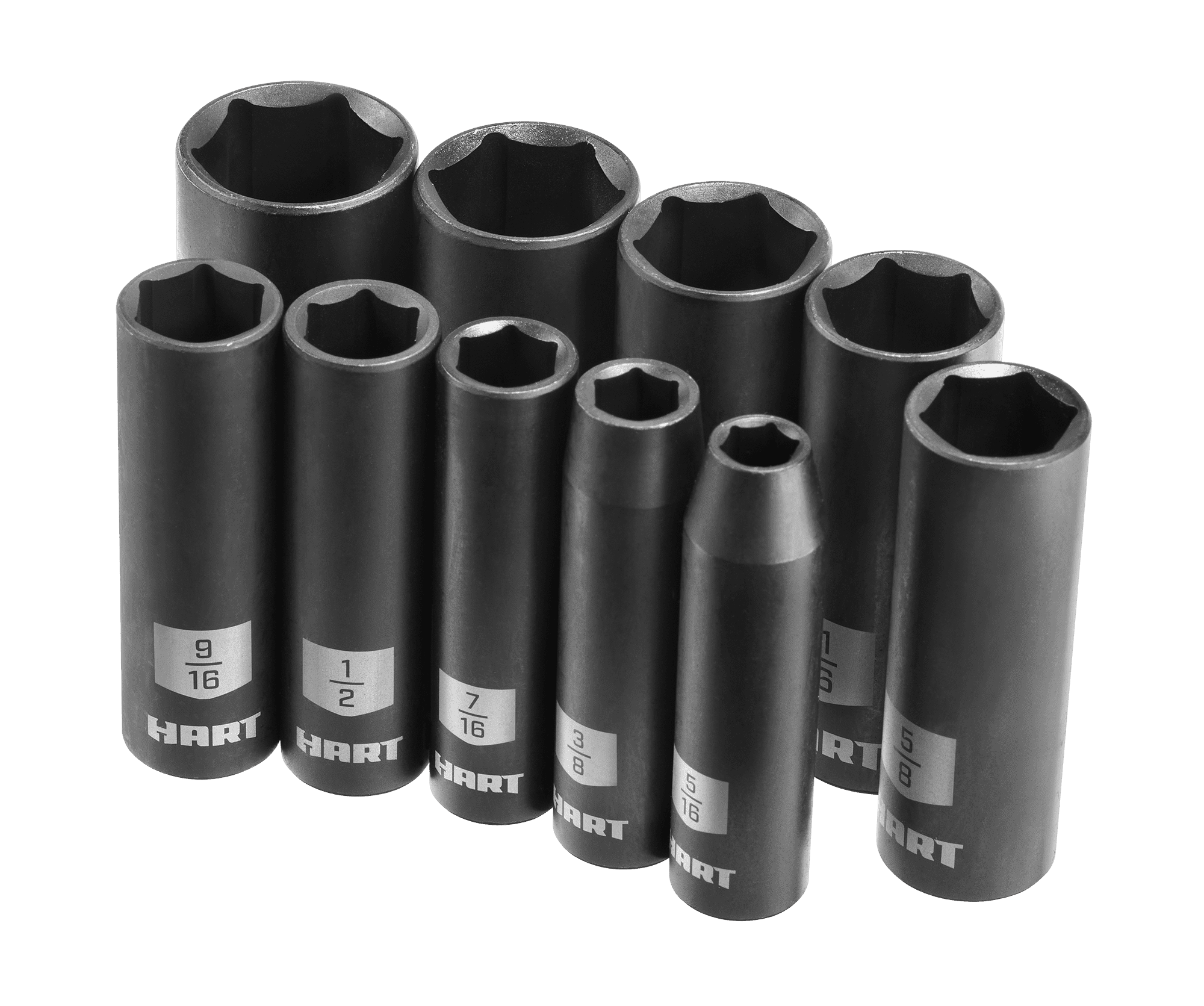 HART 10-Piece 3/8-inch Drive SAE Impact Socket Set, Chrome Vanadium with  Storage Case