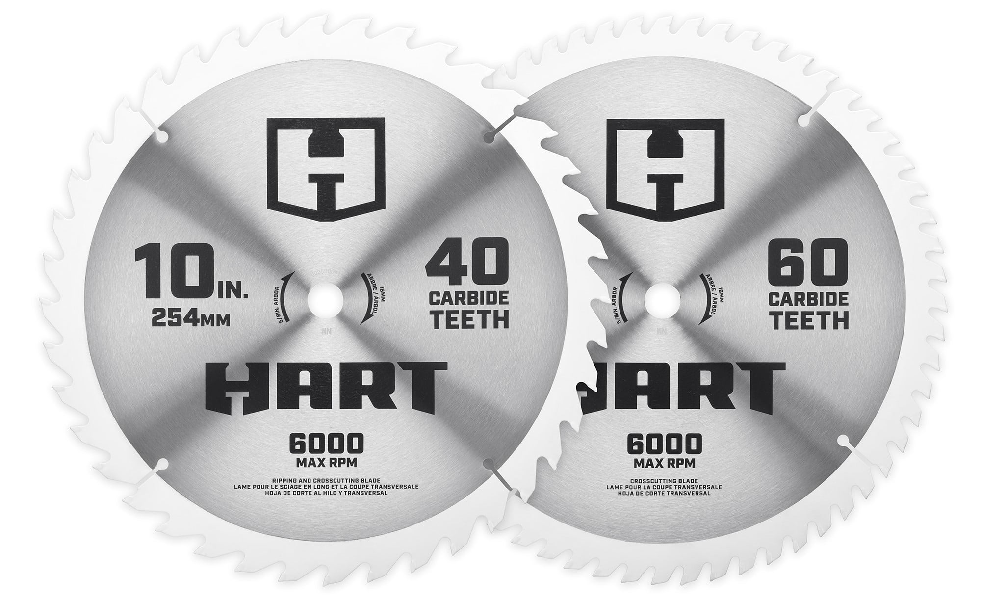HART 10-inch 40T & 60T Ripping & Crosscutting Saw Blades