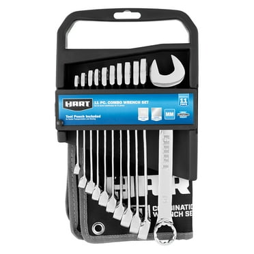 HART 11-Piece MM Combination Wrench Set with Tool Pouch, Chrome Vanadium