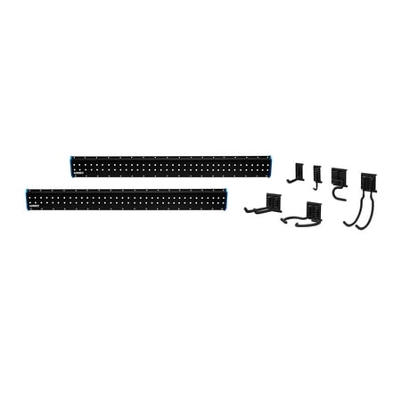 HART 12-Piece Garage Storage Rail Starter Kit, Compatible with HART Storage and Standard Peg Hooks, New Condition
