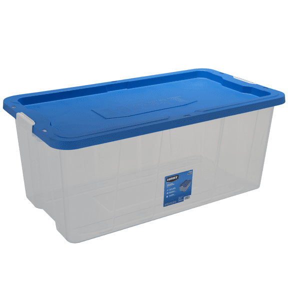 (Pack of 3) HART 160 Quart Stackable Plastic Latching Storage Bin Container, Clear