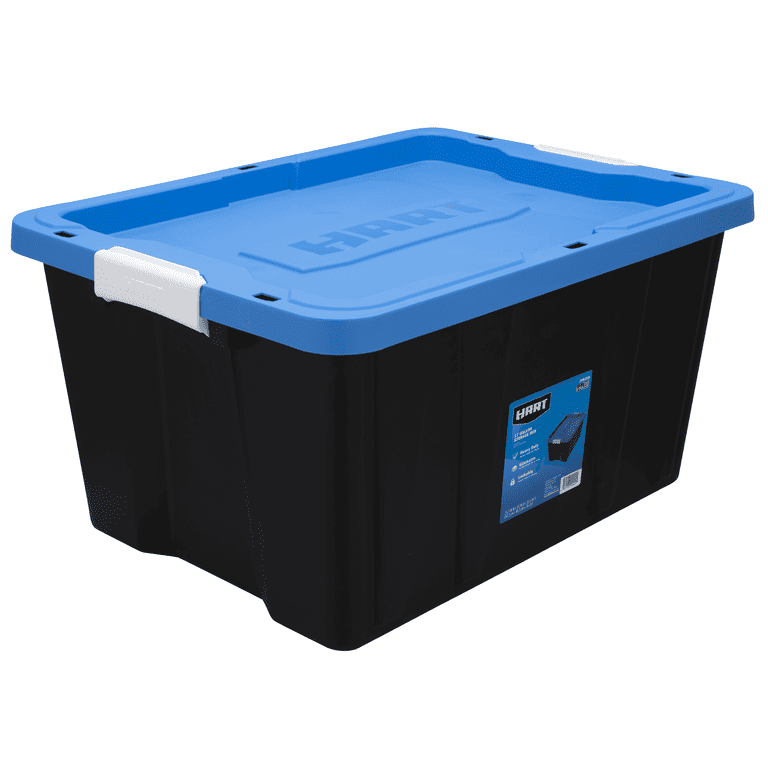 HART 17 Gallon Heavy Duty Stackable Latching Plastic Storage Bin Container,  Black 