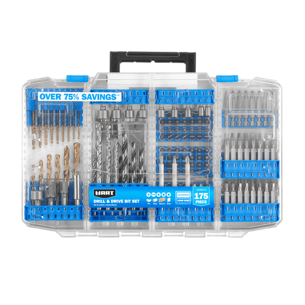 HART 175Piece Assorted Drill and Drill Bit Set, with Customizable