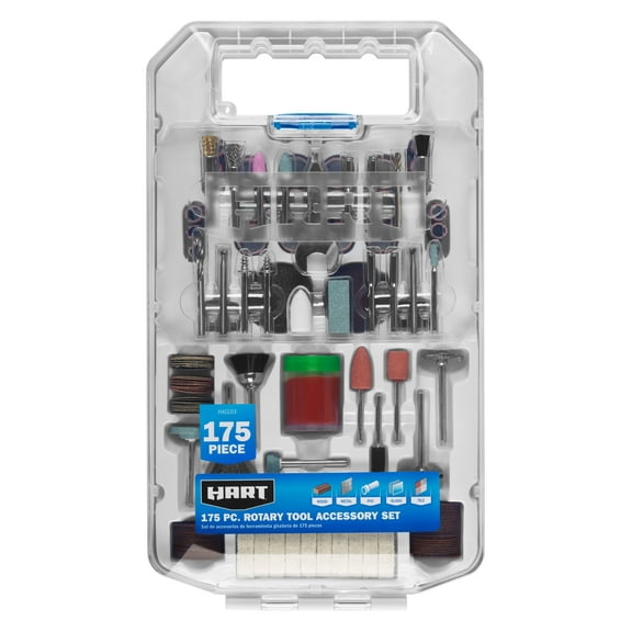HART 175-Piece Rotary Tool Accessory Set with Protective Storage Case