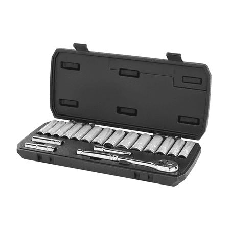 HART 18-Piece 3/8-inch Drive Deep Socket Set with Ratchet, Chrome