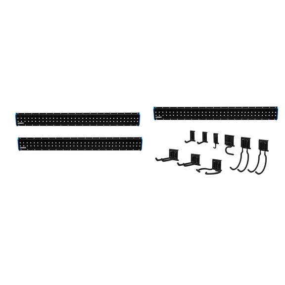 HART 18-Piece Garage Storage Rail Starter Kit, Compatible with HART Storage and Standard Peg Hooks, New Condition