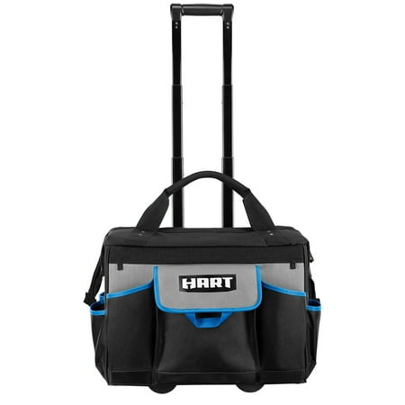 HART 18-inch Rolling Tool Bag, Waterproof Bottom, Telescoping Pull Handle