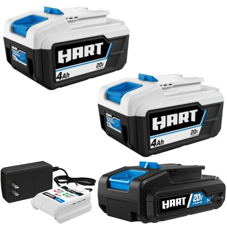 HART 2-Pack 20-Volt 4ah Batteries and 2ah Battery