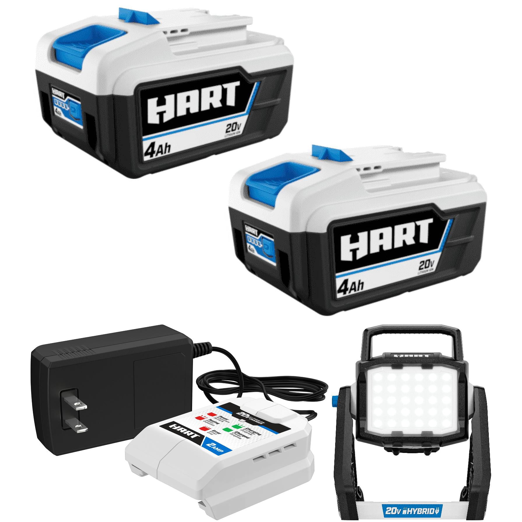 HART 2-Pack 20-Volt 4ah Batteries and Hybrid Site Light