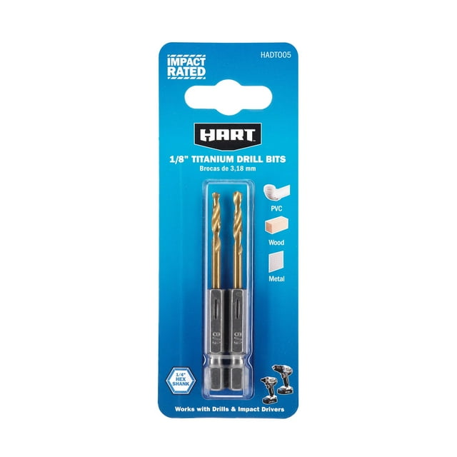 HART 2Piece 1/8" Hex Shank Titanium Drill Bit Set