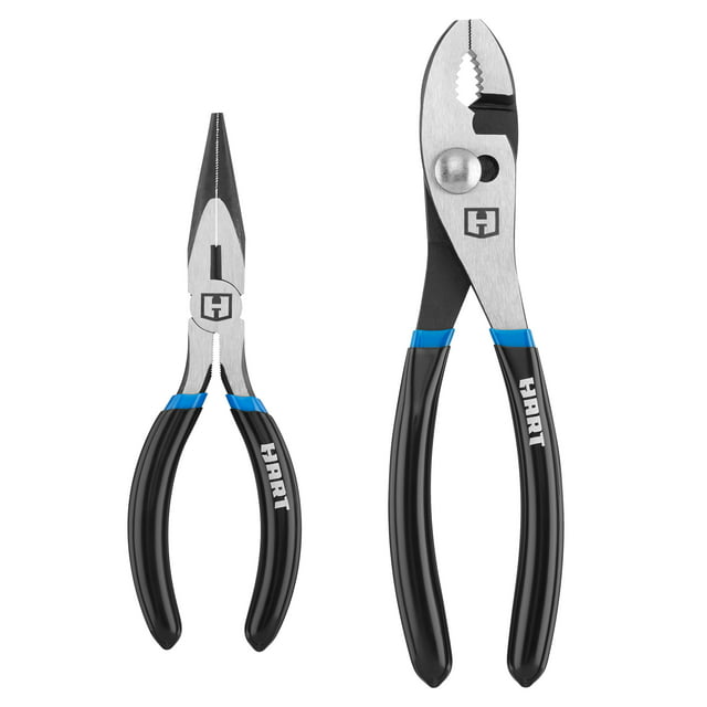 HART 2-Piece Pliers Set, 6-inch Long Nose, 8-inch Slip Joint