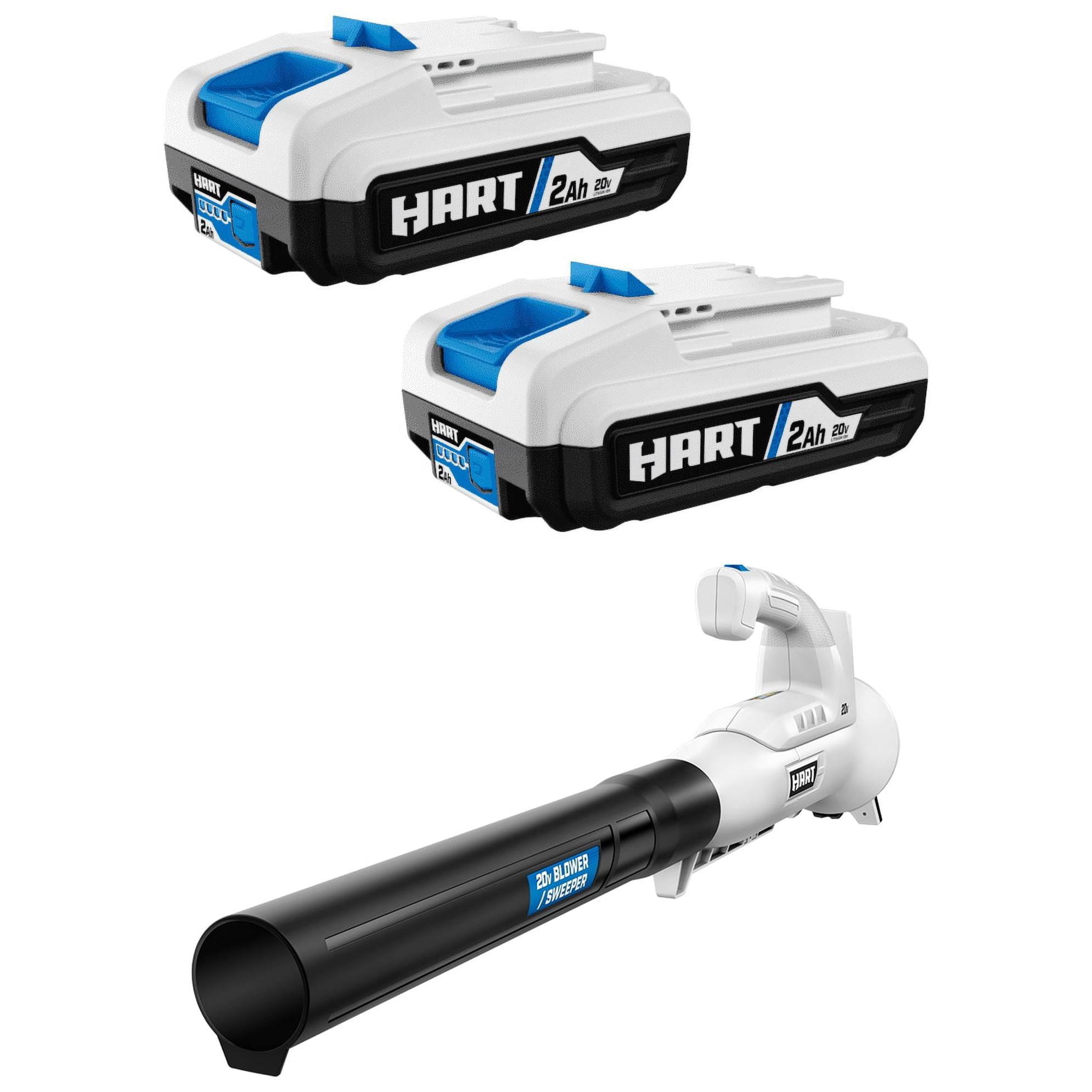 HART 2-pack 20-Volt 2Ah Batteries and Bazooka Blower