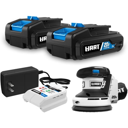 HART 2-pack 20-Volt 2Ah Batteries and Sander Bundle