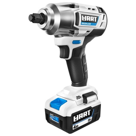 HART 20-Volt 1/2-inch Brushless Impact Wrench Kit, (1) 4.0Ah Lithium-Ion Battery