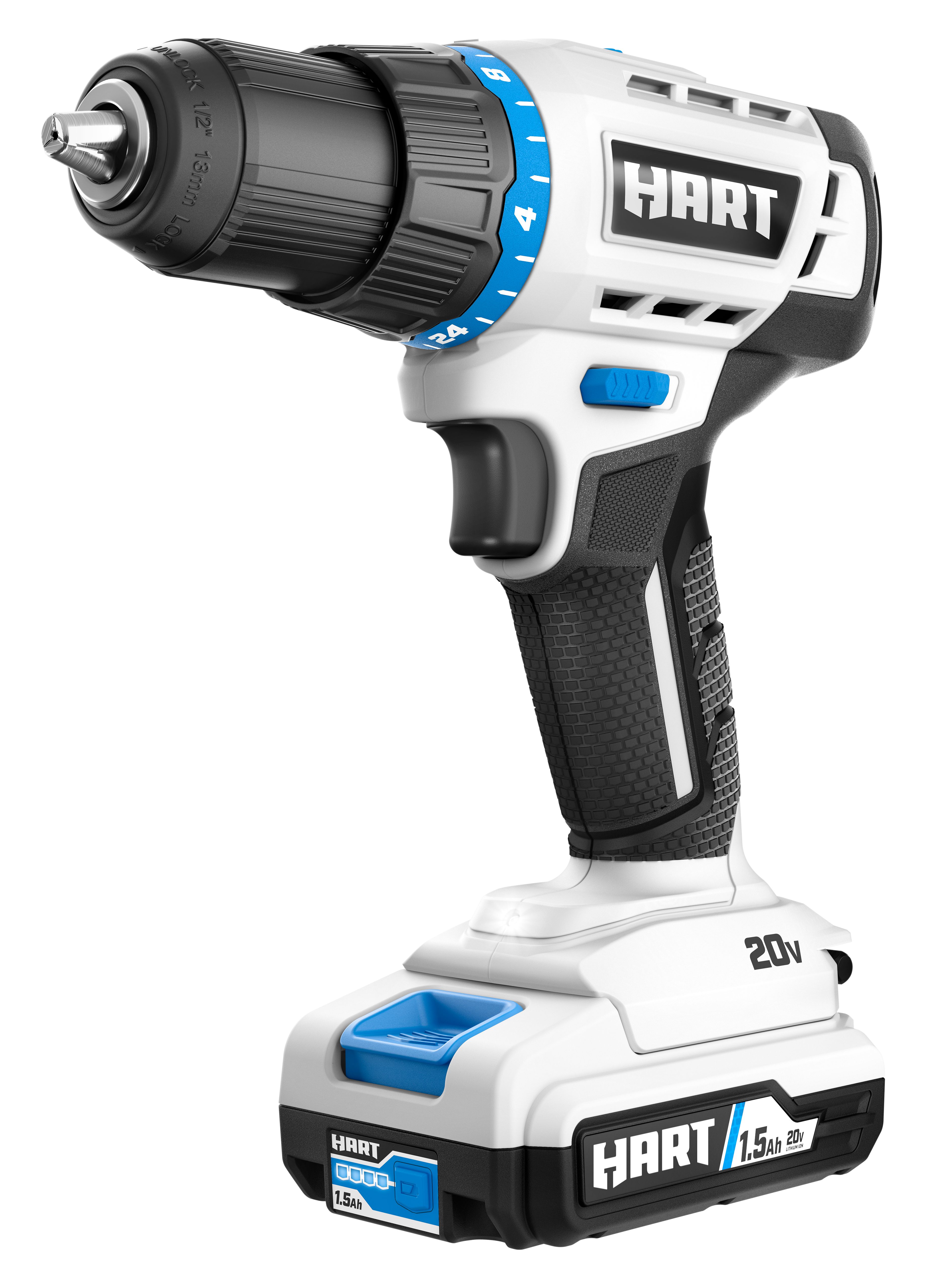 HART 20-Volt 1/2-inch Cordless Drill/Driver Kit, (1) 1.5Ah Lithium-Ion Battery, Gen 2 - image 1 of 15