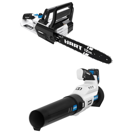 HART 20-Volt 12-Inch Battery Powered Chainsaw with Turbo Fan Blower Kit