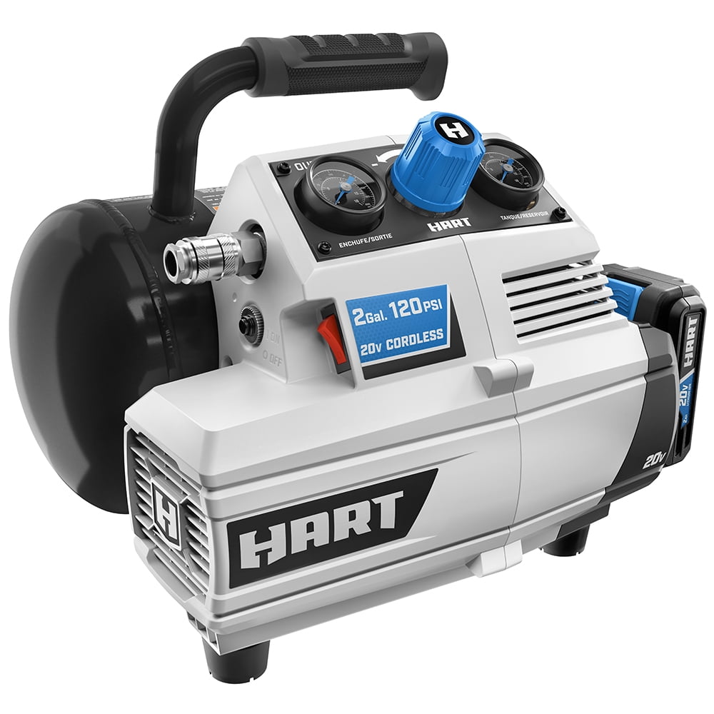HART 20 Volt Cordless 2 Gallon Compressor Kit with Portable Charger Includes 4Ah Lithium Ion Battery Walmart