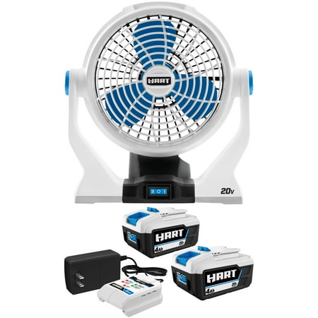 HART 20-Volt 2-Pack 4Ah and Charger Starter Kit and 7.5-inch Fan Bundle
