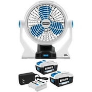 HART 20-Volt 2-Pack 4Ah and Charger Starter Kit and 7.5-inch Fan Bundle