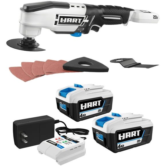 HART 20-Volt 2-Pack 4Ah and Charger Starter Kit and Muti-Tool Bundle