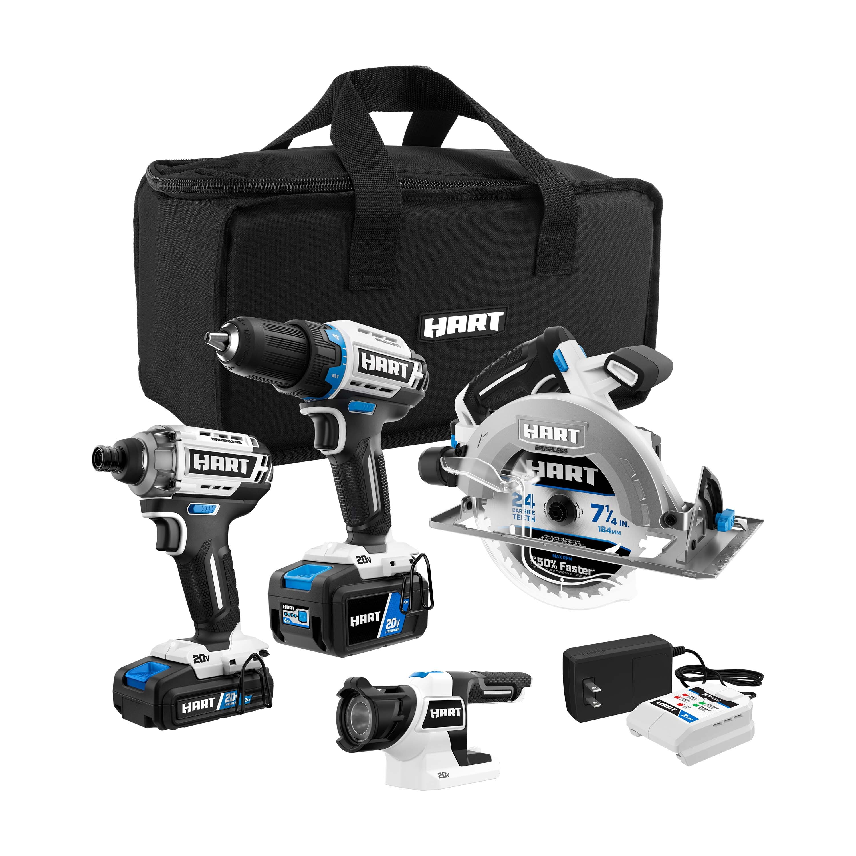 BLACK+DECKER 4-Tool Power Tool Combo Kit (2-Batteries Included and Charger  Included) in the Power Tool Combo Kits department at