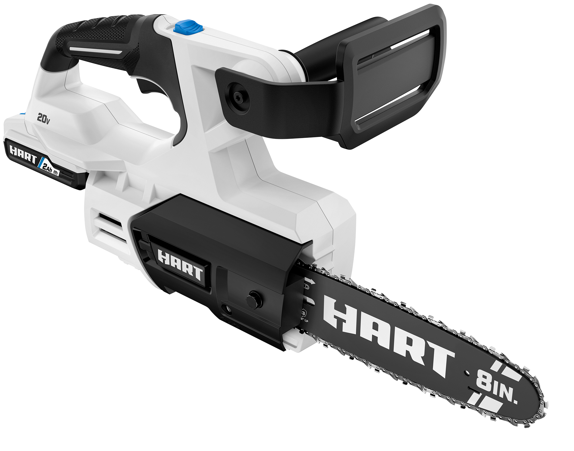 Hart 20-Volt 8-inch Battery-Powered Pruning Chainsaw Kit, (1) 2.0Ah Lithium-Ion Battery, Size: 20V, White