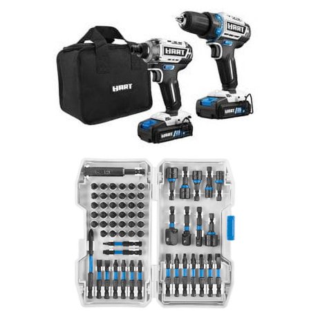 HART 20-Volt Brushless Drill/Impact Driver and 31PC Impact Driver Set Bundle