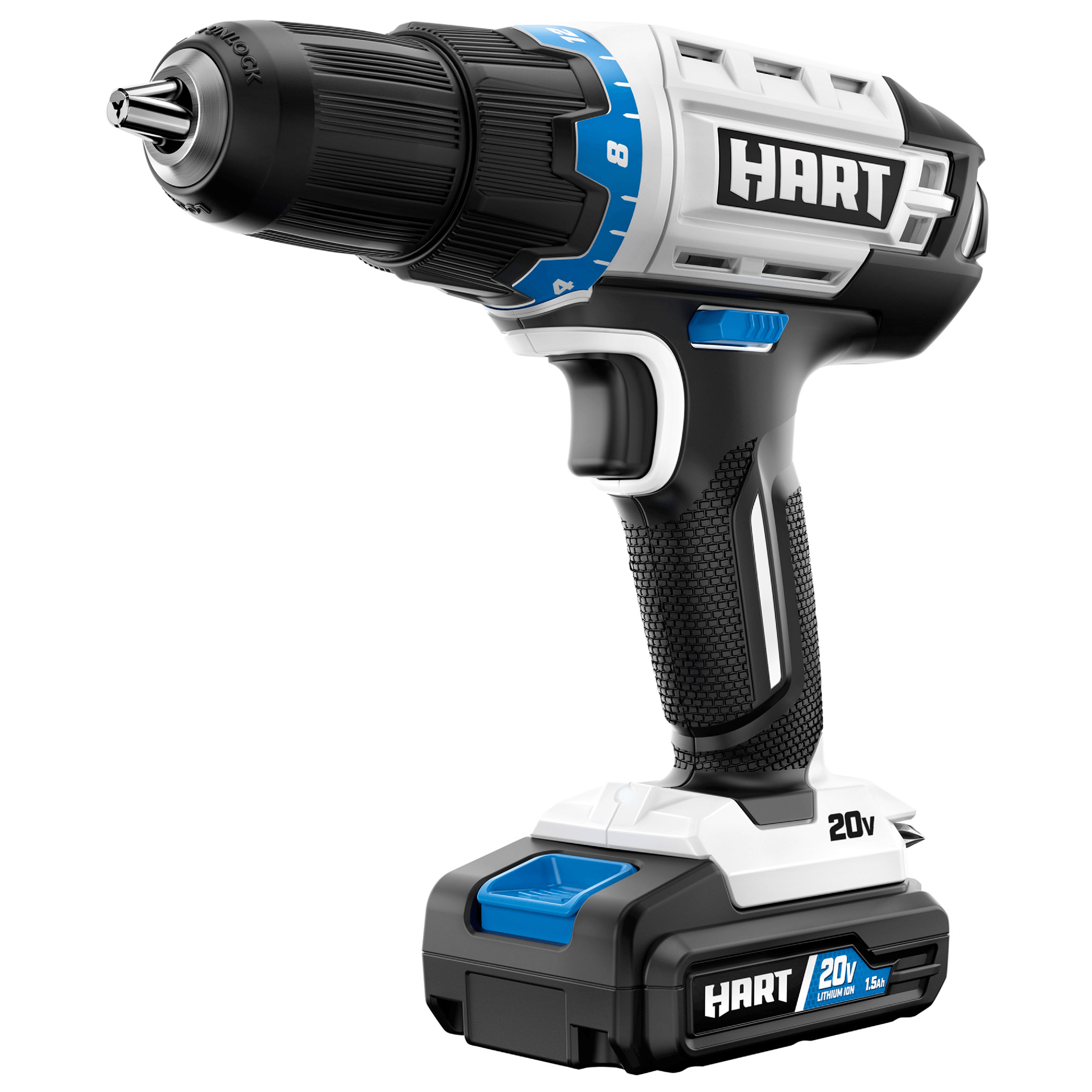 HART 20-Volt Cordless 1/2-inch Drill/Driver Kit (1) 1.5Ah Lithium-Ion Battery - image 1 of 17