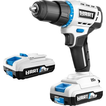 HART 20-Volt Cordless 1/2-inch Drill/Driver Kit, (2) 1.5Ah Lithium-Ion Batteries, Gen 2