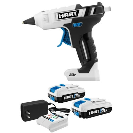 HART 20-Volt Glue Gun with 2-Pack 2Ah Battery and Charger Starter Kit Bundle