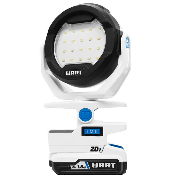 HART 20-Volt LED Clamping Light Kit (1) 20-Volt Lithium-Ion Battery, 900 Lumens