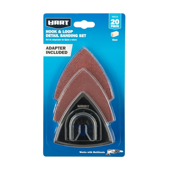 HART 20PC Hook & Loop Sanding Universal Multi-Tool Adapter for Wood, 60 & 120 Grit Sandpaper