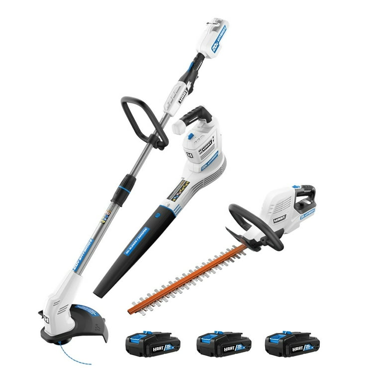HART 20V Cordless Hybrid 12 inch Trimmer Edger and Blower Kit 20V Cordless Hybrid 18 inch Hedge Trimmer Kit 3 2.0Ah Lithium Ion Batteries Walmart