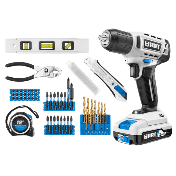 HART 20W, 20V, 1.5 Amps Lithium-Ion Power Tool Set 1.5Ah, 58 Pieces
