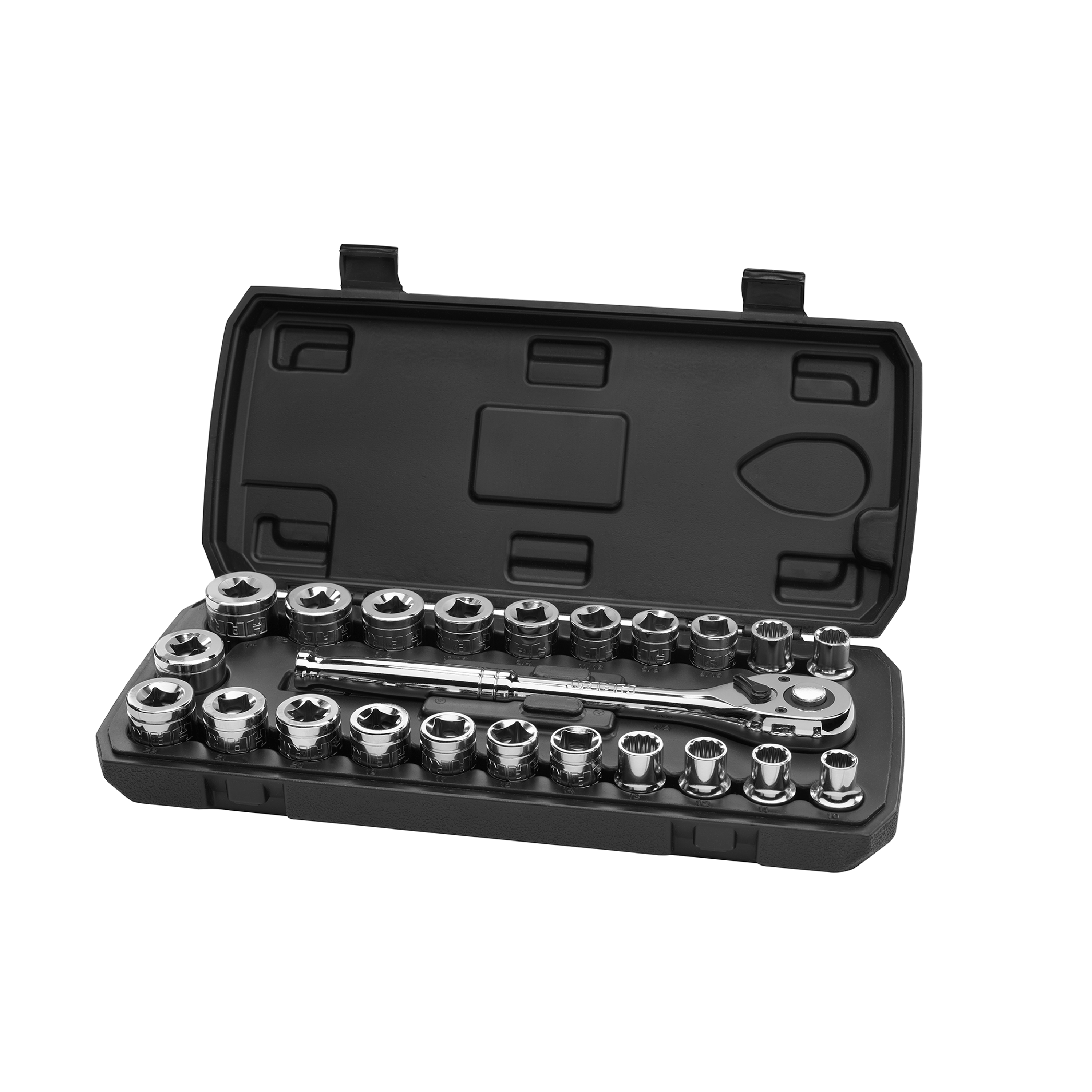 HART 23-Piece 1/2-Inch Drive Mechanics Set with Socket Wrench Ratchet and Sets, Chrome Finish - image 1 of 12