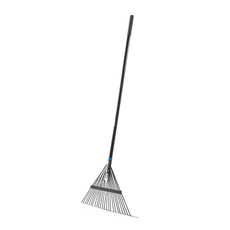 HART 24-Tine Steel Spring Garden Leaf Rake with Durable Fiber Glass Handle