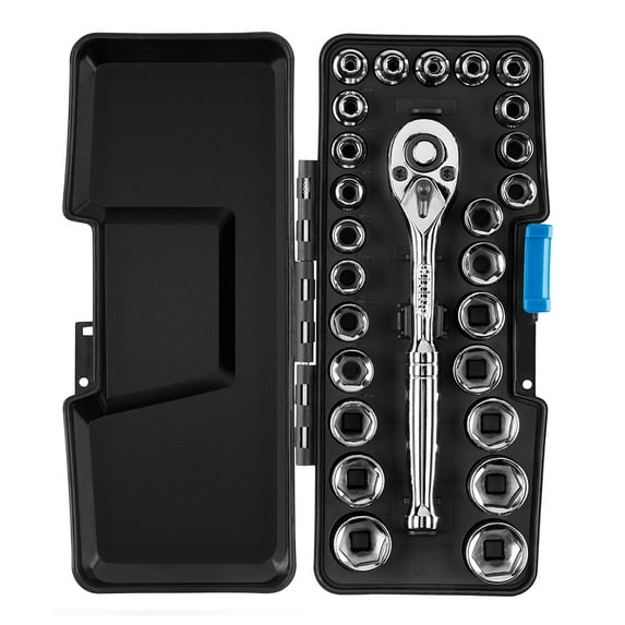 HART 26-Piece 1/4-Inch Drive Mechanics Tool, Socket Wrenches & Sets, Chrome Finish