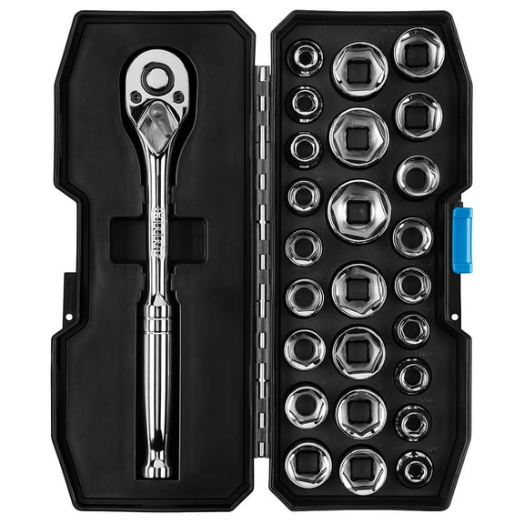 HART 26-Piece 3/8-inch Mechanics Tool Set, Chrome Finish