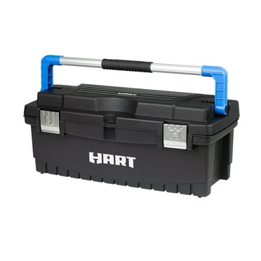HART 26" Toolbox, Resin Tool Storage and Organization, Black with Blue Accents