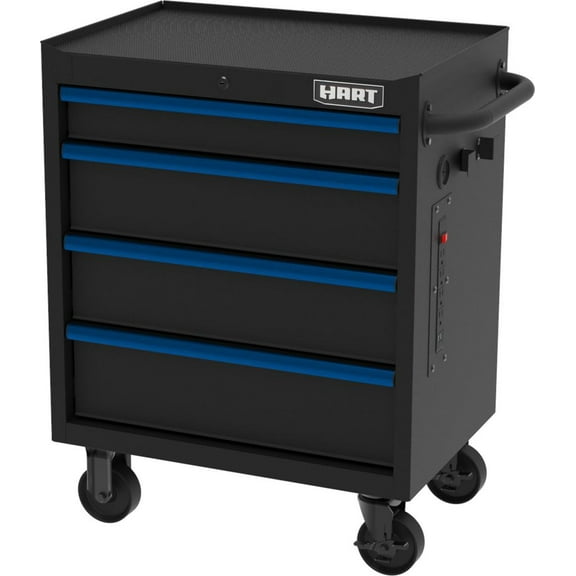 HART 27-Inch 4-Drawer Rolling Tool Cabinet, Heavy-Duty Steel Base with Locking Storage