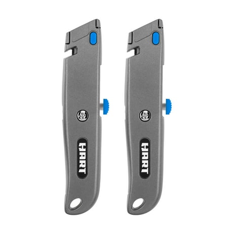 HART 2pk Standard Retractable Utility Knives (silver)