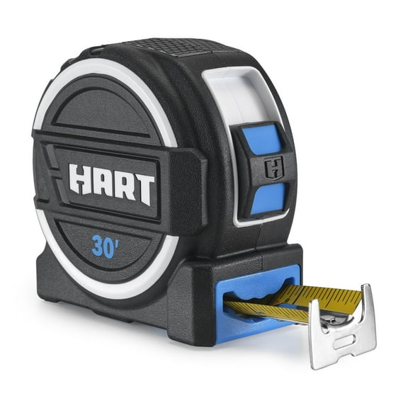 HART 30ft Extra Wide Blade Tape with Rubber over-Mold and Wire Form Clip